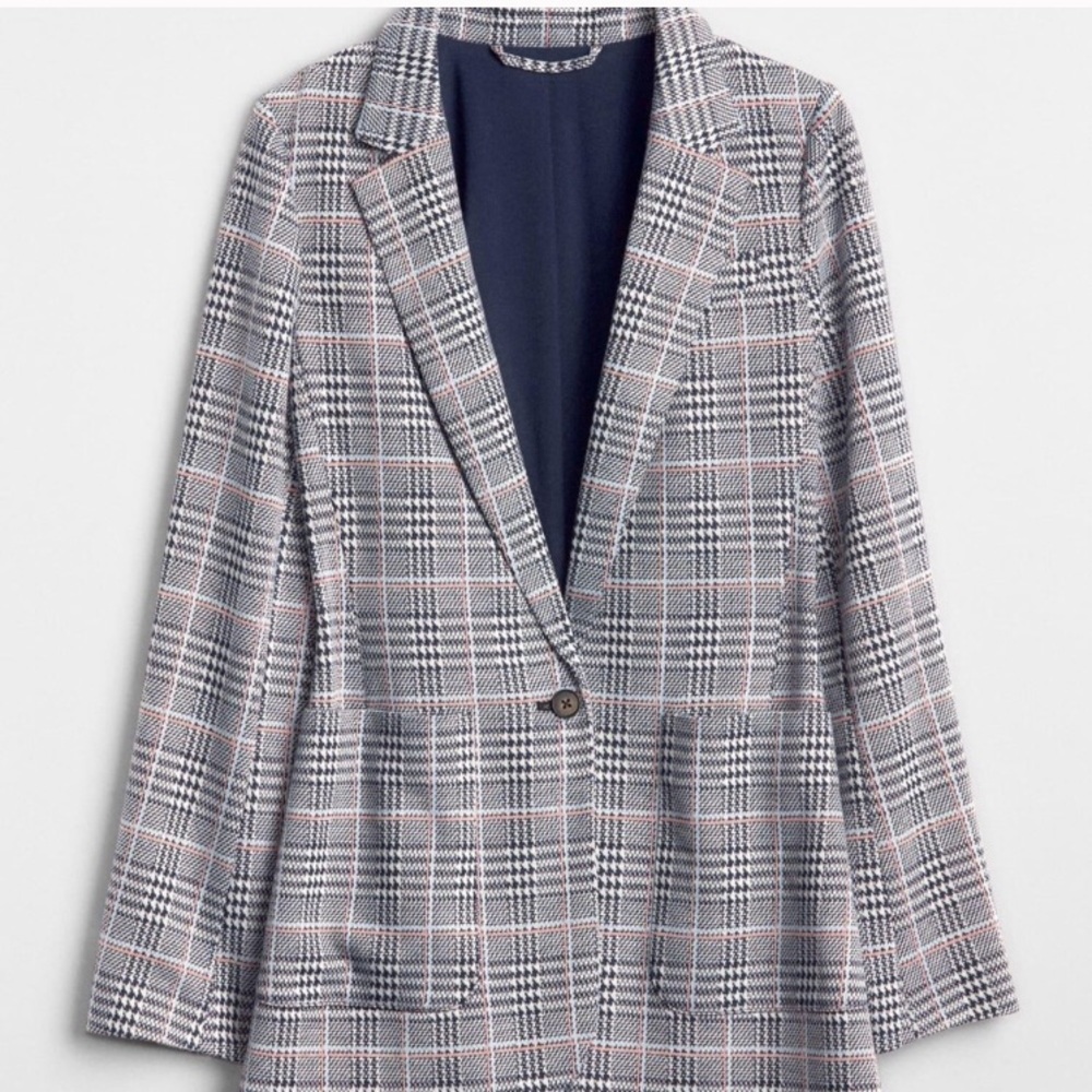 Gap Navy Plaid Blazer